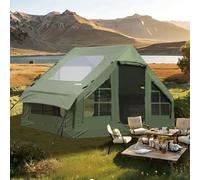 Inflatable Tent for Camping with Hand Pump Blow Up Tent Glamping 4 Season Air Tents, Easy Setup Waterproof Outdoor Oxford Army Green 4-6 Person House Breathable Large Luxury Tents (Army Green)