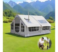 Inflatable Tent House, 6-8 Person Family 4 Season Air Tents for Camping, Outdoor Big Inflatable Tent with Pump, Waterproof Easy Setup - 10㎡ Large Blow Up Tents with Stove Jack