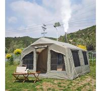 Inflatable Tent with Stove Jack, Quick Setup Oxford Cabin Tent, Windproof, UV Resistant, Mesh Doors, Fits 2-10 People, Ideal for Camping and Outdoor Adventures