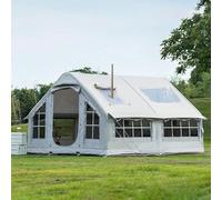 Inflatable Tents for Camping 6-8 Person, Pop Up Blow Up Tent with Chimney Opening & Skylight, 4 Season Glamping Tents Large Outdoor Family Luxury Big Air House Tent