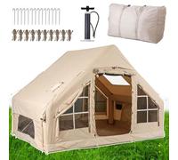 Inflatable Tents for Camping,Easy Setup Inflatable, 210D Oxford Glamping Tent,with Mesh & Chimney Window,for 3-5 Person Family Camping