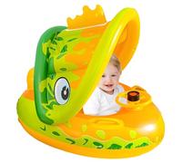 Inflatable Toddler Pool Float - Boat Shaped Swim Float | Interactive Water Toy With Steering Wheel, Safe Baby Pool Floater With Sunshade & Play Horn, Summer Outdoor Swimming & Splash Play For Kids