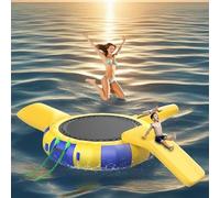 Inflatable Trampoline with Slide Tubes & Dive Pillow - Perfect for Lake Parties Swimming & Summer Fun!