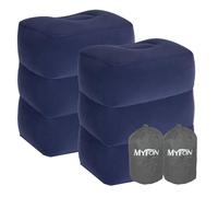 Inflatable Travel Foot Rest Pillow, Adjustable Height Leg Rest Pillow for Cars, Home, Office, Trains, Airplane, Make a Flat Bed for Baby, Kids, Toddlers, Blue, 2 Pack