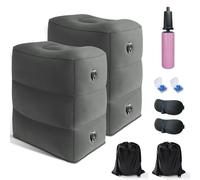 Inflatable Travel Foot Rest Pillow,Airplane Travel Pillow, Office Footrests, Adjustable 3 Layers Height Leg Rest Pillow, Flight Essentials Great for Airplane,Office,Home,Trains,Cars﹙with Pump﹚