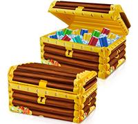 Inflatable Treasure Chest Cooler Blow up Drink Cooler Pirate Party Decorations for Beach Poolside Retro Theme Party Decors (1 Piece)