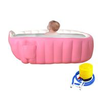 Inflatable Tub Baby - Portable Travel Shower Basin with Foot Pump,Portable Non-Slip Nursery Care Shower Basin for 2+ Years Old Kids Son Daughter
