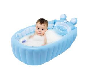 Inflatable Tub - Portable Bath Pool, Space Saving Foldable Air Basin with Sturdy Leak Resistant System, Quick Drain Water Release Function, Ideal for Home Daycare Hospital Use
