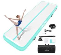 Inflatable Tumble Track Gymnastic Mat 6.6ft 10ft 13ft 16ft 4/8 Inch Thickness Mats with Air Pump for GYM/Yoga/Dance/Water Fun
