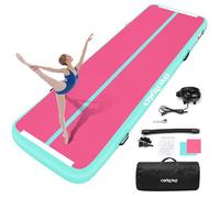 Inflatable Tumble Track Gymnastic Mat 6.6ft 10ft 13ft 16ft 4/8 Inch Thickness Mats with Air Pump for GYM/Yoga/Dance/Water Fun