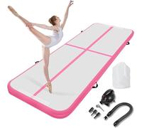 Inflatable Tumble Track Gymnastics Mat, Air Mat With Pump, Portable Air-filled Tumbling Mat For Home, Cheer, Yoga, Kids & Adults - Non-slip & Waterproof red