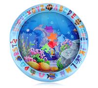 Inflatable Tummy Time Premium Watermat Infants & Toddlers, Round Kids Play Patted Pad with Pump, Portable Play Activity Center for Baby's Stimulation Growth Baby Stuff for Newborn Toys(Dolphin)