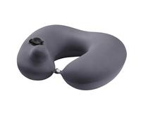 Inflatable U Shape Neck Pillow Portable Press Travel Pillow with Ice Silk Material for Airplane Car Highspeed Rail Air Travel (Gray)