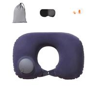Inflatable U Shaped Pillow Travel Portable Type Flocking Model with Built in Inflation System Fast Charging Foldable Compact Adjustable Elasticity Hidden Vent Valve Composite Edge Sealing Storage Bag