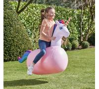 Inflatable Unicorn Bouncer, Pink and White, Indoor/Outdoor Play Hopper with Handles