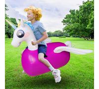 Inflatable Unicorn Riding Bouncy Hopping Toys for Kids Ages 5 Ride On Bouncer Animal Hopper Jumping Toys for Outdoor Games (2 Pack)