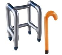 Inflatable Walker and Cane 2 Pcs Set - Old Man Costume Accessories Prop for Kids & Adults, 100 Day of School Old Lady Walking Stick for Boys Girls