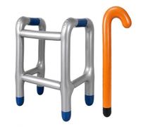 Inflatable Walker and Cane Set, Funny Gag Old Age Costume Accessories | Funny inflatable walker & cane set, durable PVC material, hilarious gag gift for retirement & milestone birthdays