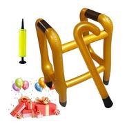 Inflatable Walker and Cane, Walking Frame Stick, Blow Up Prank Fake Cane Walker Decorations for Adult Halloween Old Man Women Kids Carnival Party Dad, Gold, Refer to description