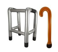 Inflatable Walking Frame and Stick Set, Inflatable Party Props, Joke Presents for Adults, Retirement Presents and 40th 50th 60th 65th Birthday Gifts, Halloween (1x Walking Stick & Zimmer Frame Set)