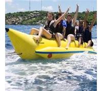 Inflatable Water Banana Boat for 4 People - Large Towable Tube for Water Parks and Jet Ski Towing - Fun Family Water Activity Equipment