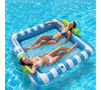 Inflatable Water Float Mat Large Rectangle Pool Lounger With Cup Holders Portable Floating Raft For Adults Sunbathing Relaxing Bed For Swimming Lake Beach Outdoor Activities(I)