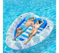 Inflatable Water Float Mat Large Rectangle Pool Lounger With Cup Holders Portable Floating Raft For Adults Sunbathing Relaxing Bed For Swimming Lake Beach Outdoor Activities(G)