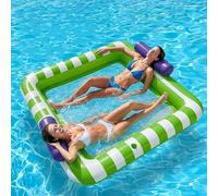 Inflatable Water Float Mat Large Rectangle Pool Lounger With Cup Holders Portable Floating Raft For Adults Sunbathing Relaxing Bed For Swimming Lake Beach Outdoor Activities(J)