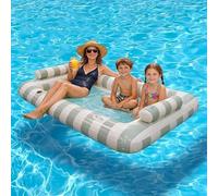 Inflatable Water Float Mat Large Rectangle Pool Lounger With Cup Holders Portable Floating Raft For Adults Sunbathing Relaxing Bed For Swimming Lake Beach Outdoor Activities(H)