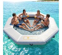 Inflatable Water Hammock, 8FT Octagon Floating Raft, 660LBS High Capacity, Drop Stitch Swimming Platform with Cooling Mesh Center, Heavy Duty Floating Pad for Pool, Beach and Boat Outdoor Water Fun