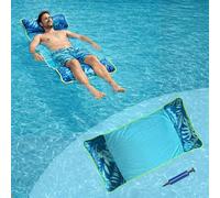 Inflatable Water Hammock Floaties for Adults - Premium Fabric Pool Float Lounger with Mesh Seat - Floating Pool Hammock for Adults Swimming Pool Party & Summer Water Fun