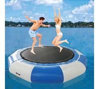 Inflatable Water Trampoline 1.5M 4.0M Floating Bouncer with 4 Step Rope Ladder for Kids & Adults Perfect for Pool Lake & Water Sports Fun