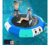 Inflatable Water Trampoline - Heavy-Duty PVC with Slide Jump Pad Bounce Platform and Inflatable Castle for Lake Park Water Games - Ultimate Fun for Kids and Families