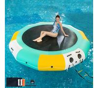 Inflatable Water Trampoline - PVC Bounce Platform with Slide Tube Jump Pad & Castle Perfect for Lake Fun and Water Park Games Ultimate Summer Outdoor Activity