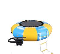 Inflatable Water Trampoline with Electric Inflator, Splash Bouncer, Rope Ladder, Mooring Ropes, Anchor, Bounce Swim Platform for Pools and Lakes