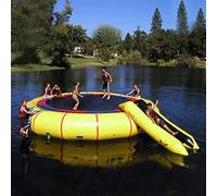 Inflatable Water Trampoline with Slide 5FT 20FT Round Floating Bouncer for Pool & Lake Ultimate Fun Water Sport Platform for Kids & Adults Perfect for Summer Adventures