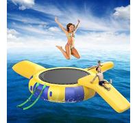 Inflatable Water Trampoline with Slide & Jumping Pillow Ultimate Bounce Platform for Lakes & Pools Perfect for Summer Fun & Family Water Activities
