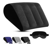 Inflatable Wedge Pillow for Sleeping and Travel - Multi-Purpose Support for Back, Legs, and Knees - Portable Triangle Cushion for Bed, Sofa, or Office - Includes Complimentary Silk Eye Mask(Black)