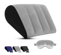Inflatable Wedge Pillow for Sleeping - Portable Wedge Bed Wedge for Backrest Sleeping Body Positioners, Leg Elevation, Knee Support Acid Reflux,Snoring,Camping,Complimentary silk eye mask (Grey)