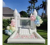 Inflatable White Bounce House with UL Blower, Portable Large Ball Pool and Jumping Space, 3-in-1 Bouncing Castle, Spacious Joleroom Bounce House for Kids Ages 3-12 (Oxford Material- 13"L x 8"W x 8"H)