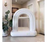 Inflatable White Rainbow Bounce House Blow up jumping House,cordless indoor playground,softplay, Indoor Play Structure