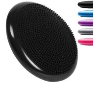 Inflatable Wobble Cushion Stability Training Air Pad Board With Pump (33cm x 2 inches) (Black)