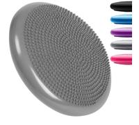 Inflatable Wobble Cushion Stability Training Air Pad Board With Pump (33cm x 2 inches) (Grey)