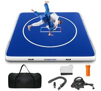 Inflatable Wrestling Mat 10x10 FT, Jiu Jitsu Mats, PVC Landing Training Mat Foldable for Home Gym BJJ, MMA, Martial Art, Boxing, Grappling and Judo(Blue White)