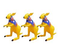 Inflatable Yellow Kangaroo Australian Prop - Pack Of 3 - 70cm Tall Self-Standing Blow Up Mascot with Removable Aussie Flag Cape - Perfect for Australia Day, Sporting Events and National Parties