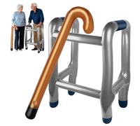 Inflatable Zimmer Frame and Inflatable Walking Stick, Blow Up Zimmer Frame, Inflatable Walking Frame, Blow Up Toy Novelty Dress Up Joke Old Man Dad Women Gran Halloween( 50 x 40 x 82 cm, Silver )