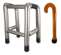Inflatable Zimmer Frame and Walking Stick Blow Up Toy Novelty Dress Up Joke Old Man Dad Women Gran Halloween.