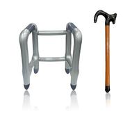 Inflatable Zimmer Frame and Walking Stick, Blow Up Walking Frame - Funny Fancy Dress Prop for Retirement Party, Stag Do & Old Man Costum