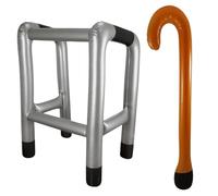 Inflatable Zimmer Frame and Walking Stick Set - Blow Up Walking Frame - Funny Retirement Party Prop, Fancy Dress Gag Joke Toy, Inflatable Zimmer Joke Gift