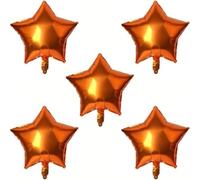 Inflate Decorate 18 inch Large Star Balloons Foil Baloons Helium or Air, 5 PACK (5pc Orange Stars)